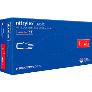 Рукавички нітрилові Mercator Medical Nitrylex Basic неопудрені розмір L 200 шт - 100 пар Сині (3.1003) ТОП в Миколаєві