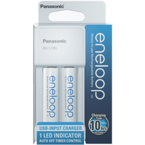 Зарядное устройство Panasonic Compact Charger USB+ Eneloop 2AA 1900 mAh NI-MH (K-KJ80MCC20USB) ТОП в Николаеве