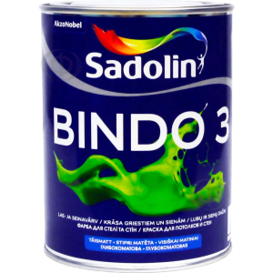 Фарба Sadolin Bindo 3 - глибокоматова латексна фарба для стін та стелі, біла, BW, 1 л (5078161)