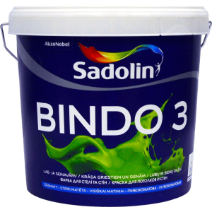 Фарба Sadolin Bindo 3 - глибокоматова латексна фарба для стін та стелі, біла, BW, 5 л (5078162)