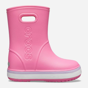 Гумові чоботи Crocs Kids' Crocband Rain Boot 205827-6QM-J2 33 Pink Lemonade/Lavender (0191448410510) краща модель в Миколаєві