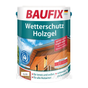 Гелева водорозчинна блакить для дерева BAUFIX Wetterschutz Holzgel (5 л) Палісандр ТОП в Миколаєві