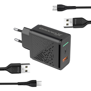 Зарядний пристрій Grand-X Fast Charge 5-в-1 QC3.0, AFC, SCP, FCP, VOOC 22.5W + microUSB + TypeC (CH-850MT) в Миколаєві