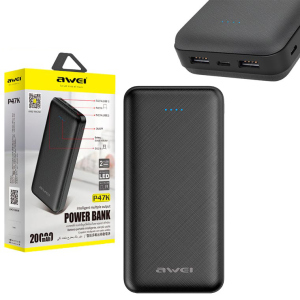 Power Bank AWEI P47K 20000 mah чорний надійний