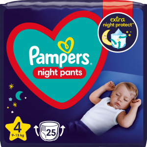 Підгузки-трусики нічні Pampers Night Pants Розмір 4 (9-15 кг) 25 шт (8006540234709) краща модель в Миколаєві