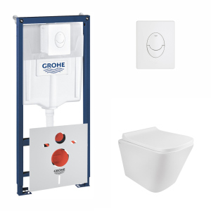 Набор инсталляция 4 в 1 Grohe Rapid SL 38722001 + унитаз с сиденьем Qtap Tern QT1733052ERW лучшая модель в Николаеве