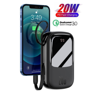 Павербанк Baseus Q Pow 20000 mAh 20W Quick Charge + кабель Lightning для iPhone/iPad/Samsung/Xiaomi/Huawei black лучшая модель в Николаеве