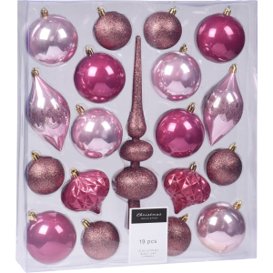 хороша модель Набір ялинкових іграшок Christmas Decoration 19 штук Рожевий (CAN214950)