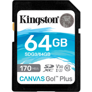 Kingston SDXC 64GB Canvas Go! Plus Class 10 UHS-I U3 V30 (SDG3/64GB) лучшая модель в Николаеве