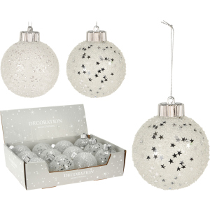 хорошая модель Набор елочных шаров Christmas Decoration 8 см 12 шт белые (ABJ432410)