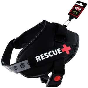 Шлея усиленная Pet Nova Rescue+ S 45-55 см Чёрная (HA-RESCUE-BL-S) (5903031442151) надежный