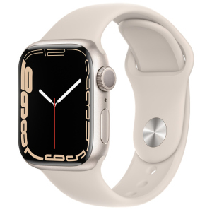 Смарт-годинник Apple Watch Series 7 GPS 41mm Starlight Aluminium Case with Beige Sport Band (MKMY3UL/A) ТОП в Миколаєві