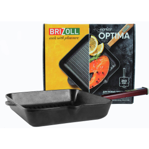 Сковорода-гриль Brizoll Optima-Bordo квадратна з ручкою 260х260х50 мм (O262650G-P2) краща модель в Миколаєві