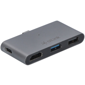 USB-хаб адаптер Ailink Aluminium USB-C 4K HDMI mini jack 3.5 мм Hub 5 в 1 Space Grey (AI-S8Pro_sg) в Николаеве