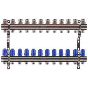 Коллекторный блок с термостатическими клапанами KOER KR.1100-12 1”x12 WAYS (KR2638) лучшая модель в Николаеве