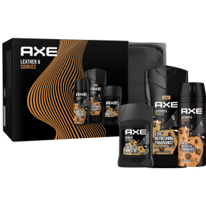 Подарочный набор AXE Leather and Cookies Гель для душа 250 мл + Аэрозоль 150 мл + Дезодорант-карандаш 50 мл + Косметичка (8720182991218) лучшая модель в Николаеве