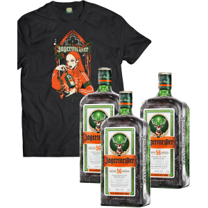 Ликер Jagermeister 0.7 л 35% 3 бутылки (+эксклюзивная футболка)(DESIGN 3) p.M (4067700013018_G_M) в Николаеве