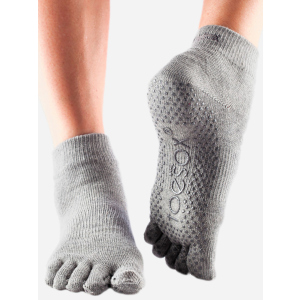 Шкарпетки ToeSox Grip Full Toe Ankle L (43-45) Сірі (841090108364) ТОП в Миколаєві