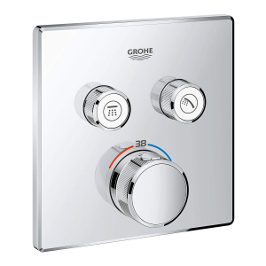 Внешняя часть смесителя без скрытой части GROHE Grohtherm SmartControl хром латунь 158x158мм 29124000 ТОП в Николаеве