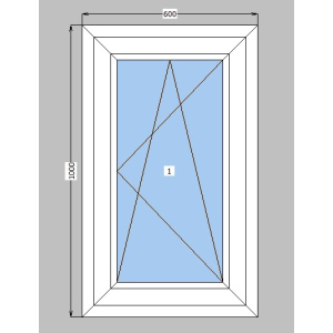 купить Окно металлопластиковое Brokelman 58 mm 1-створчатое поворотно-откидное, фурнитура Vorne, 600х1000 мм, белое