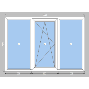 Окно металлопластиковое Brokelman 58 mm 1-створчатое поворотно-откидное, фурнитура Vorne, 2050х1400 мм, белое в Николаеве