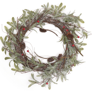 Вінок новорічний Christmas Decoration 45 х 45 х 8 см (YZB003190_red berries) надійний