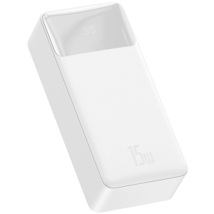 Повербанк BASEUS Bipow Digital Display Power Bank 30000mAh | 2USB/1Type-C, 3A/15W, QC | White краща модель в Миколаєві