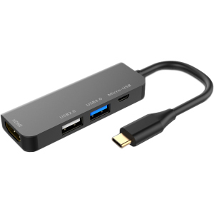 USB-хаб XoKo AC-400 Type-C на HDMI+USB 3.0+USB 2.0+Micro USB (XK-AC-400) в Миколаєві