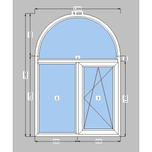 Арка металлопластиковая Rehau Euro 60 mm 1-створчатое поворотно-откидное, фурнитура Siegenia, 1300х1880 мм, белая лучшая модель в Николаеве