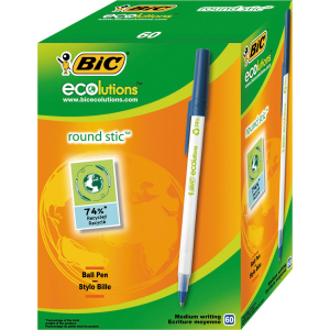 Набір кулькових ручок BIC Round Stic ECOlutions Синій 1 мм 60 шт (3086123256651) в Миколаєві