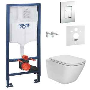 Інсталяція GROHE Rapid SL 38772001 із панеллю змиву Skate Cosmopolitan 38775001 + унітаз ROCA Gap Rimless A34H470000 із сидінням Slim Soft Close краща модель в Миколаєві