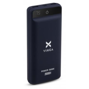 Батарея універсальна Vinga 20000 mAh QC3.0 Display soft touch purple в Миколаєві