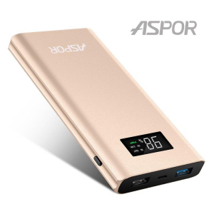 купить Power Bank Aspor Q388 10000mAh Qualcomm 3.0 2USB/2.4A/3А metal Gold