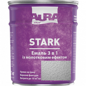 Молотковая эмаль Aura® Stark 3 в 1 серебряный №20 глянец 2.2 кг лучшая модель в Николаеве