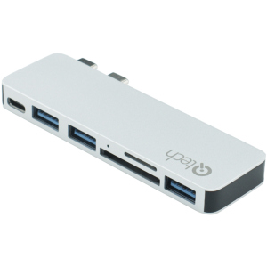 USB-хаб Qitech Aluminium Mini Type-C + Type-A + MicroSD + SD для Macbook Pro і Air Silver (QT-Hub4_sl) краща модель в Миколаєві