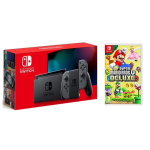 Nintendo Switch Gray - Обновлённая версия + NEW SUPER MARIO BROS. U DELUXE (NINTENDO SWITCH)