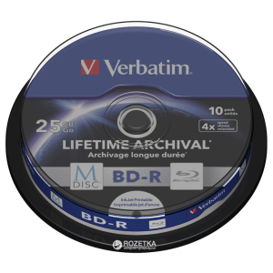 Verbatim M-Disc BD-R 25 GB 4x Cake 10 шт Printable (43825) лучшая модель в Николаеве