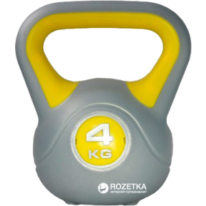 Гиря LiveUp Plastic Kettel Bell 4 кг Grey/Yellow (LS2047-4) ТОП в Николаеве