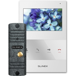 Комплект відеодомофону Slinex SQ-04 White + Виклична панель ML-16НR Grey Antiq (SQ-04(б)+ML-16НR(ант)) ТОП в Миколаєві